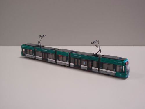 Combino trams in N-scale, Hiroshima (left) and Nagasaki (right) as 
